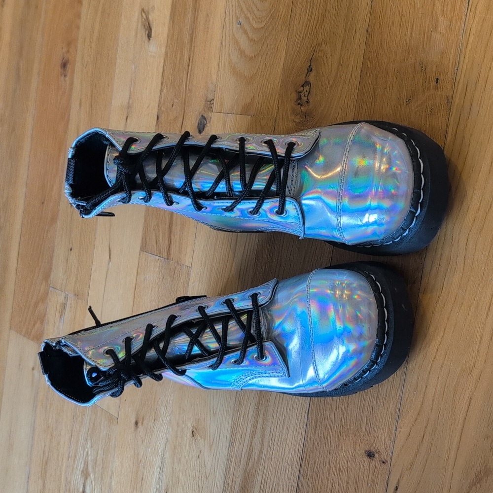 T.U.K Anarchic Holographic boots size 7